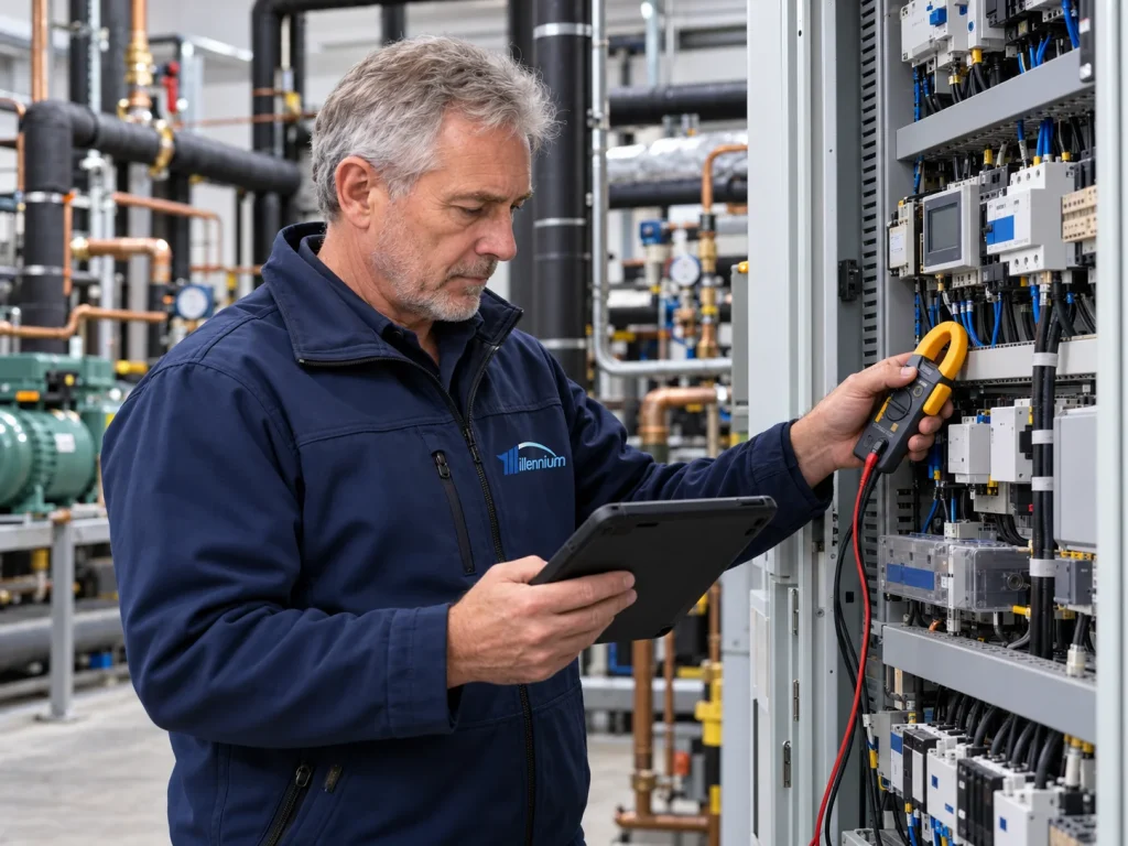 Millennium engineer testing commercial refrigeration controls